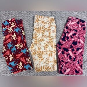3 Pair LulaRoe Disney Leggings OS Mickey, Aladdin, Tiger